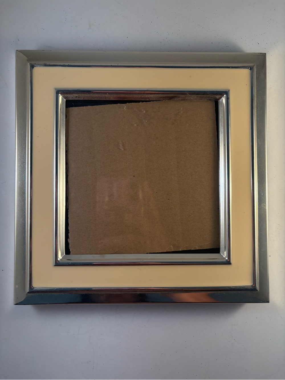 Sicura Italian Designs Photo Frame 7.75” Square Silver Beige Fits 5" x 5" Pic